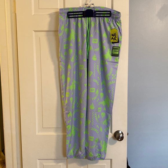 Zumba Wear lightweight sweatpants, size L, lavender and green - Picture 1 of 4